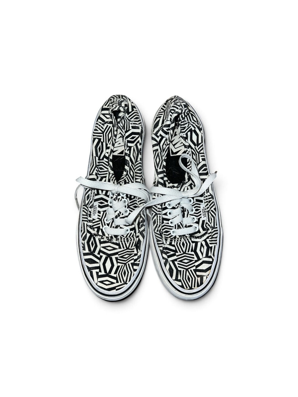 Womens Black & White Geometric Canvas Sneakers